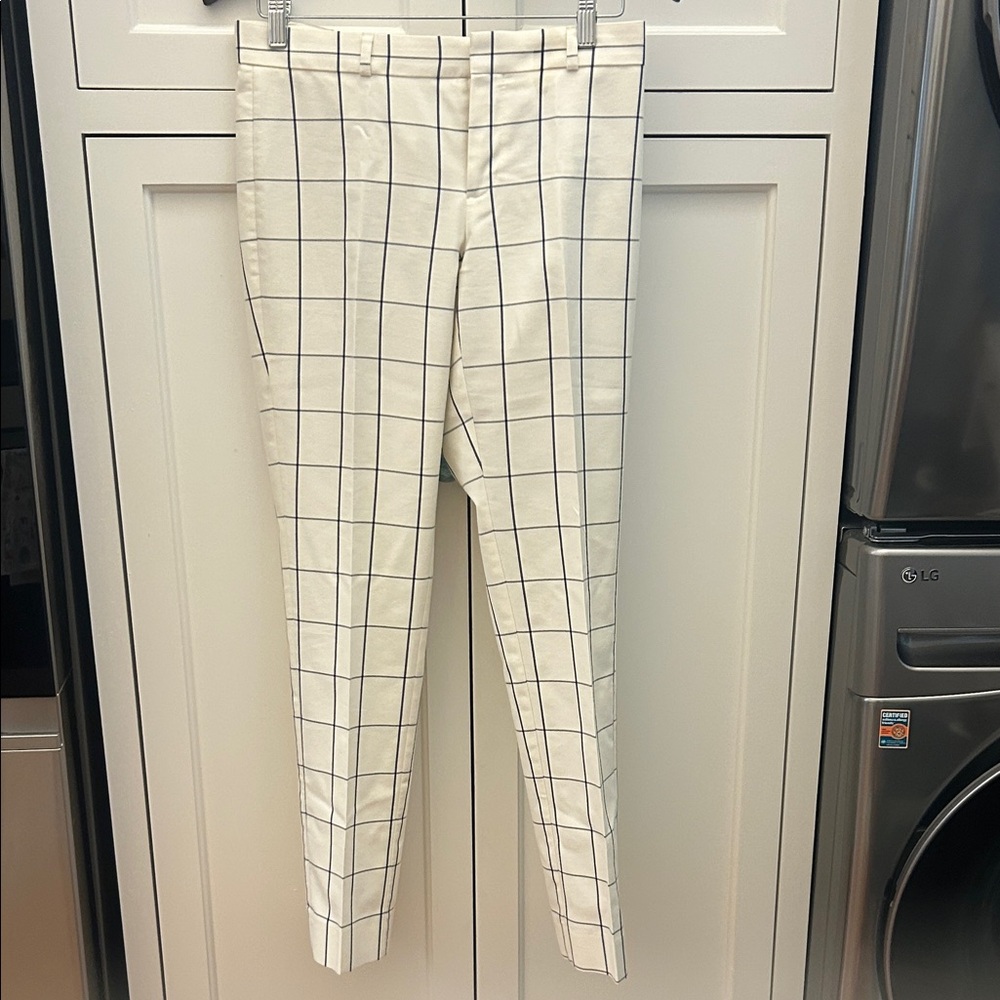 Banana Republic White Checkered Chinos